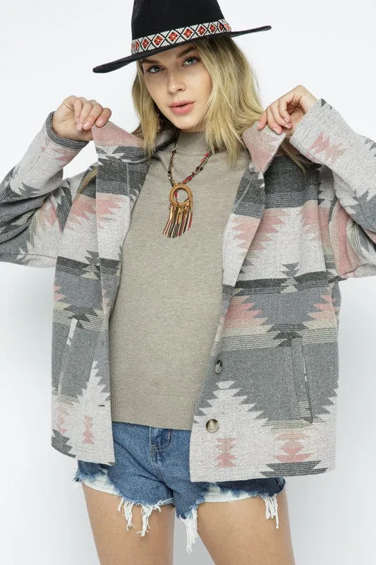 Soft Comfy Lightweight Aztec Pattern Jacket