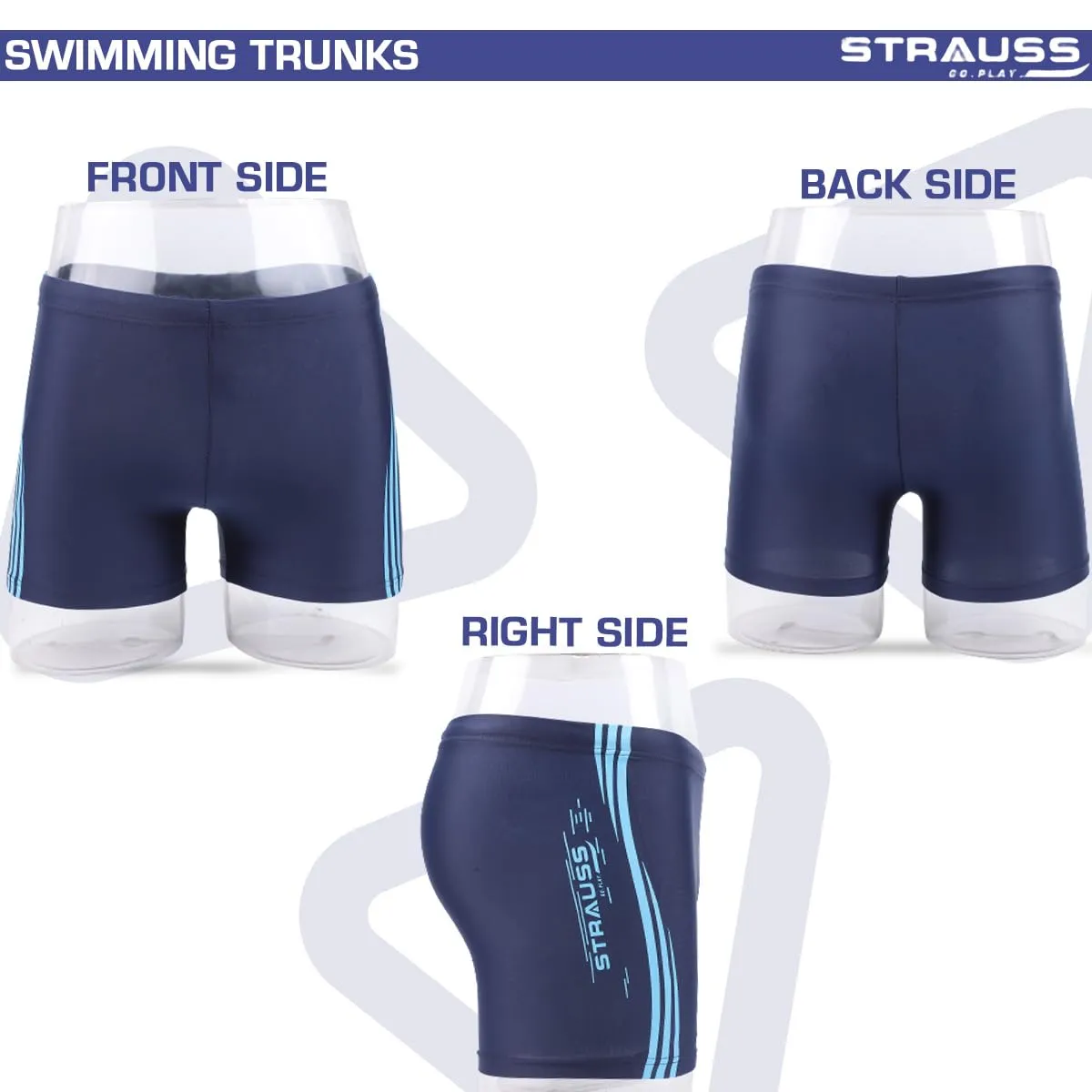 STRAUSS Swimming Shorts | Swimming Trunks for Men & Boys | Easily Adjustable, Breathable & Quick Drying Shorts | Size: L, Blue