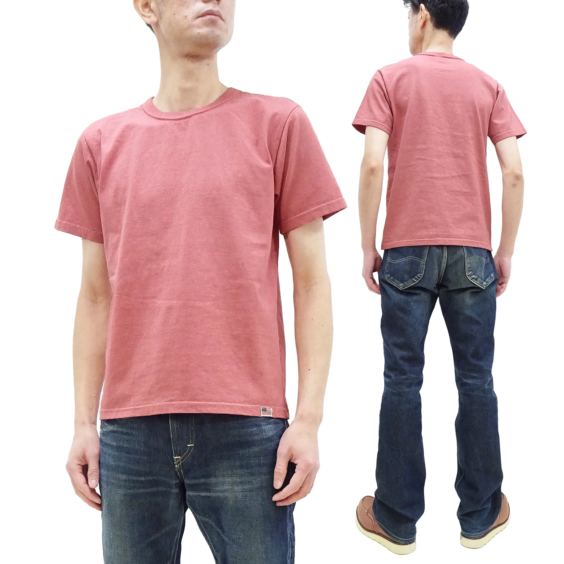 Studio D'artisan T-shirt Men's Natural Dye Plain Short Sleeve Tee SP-098B Earth-Toned Red Hinode