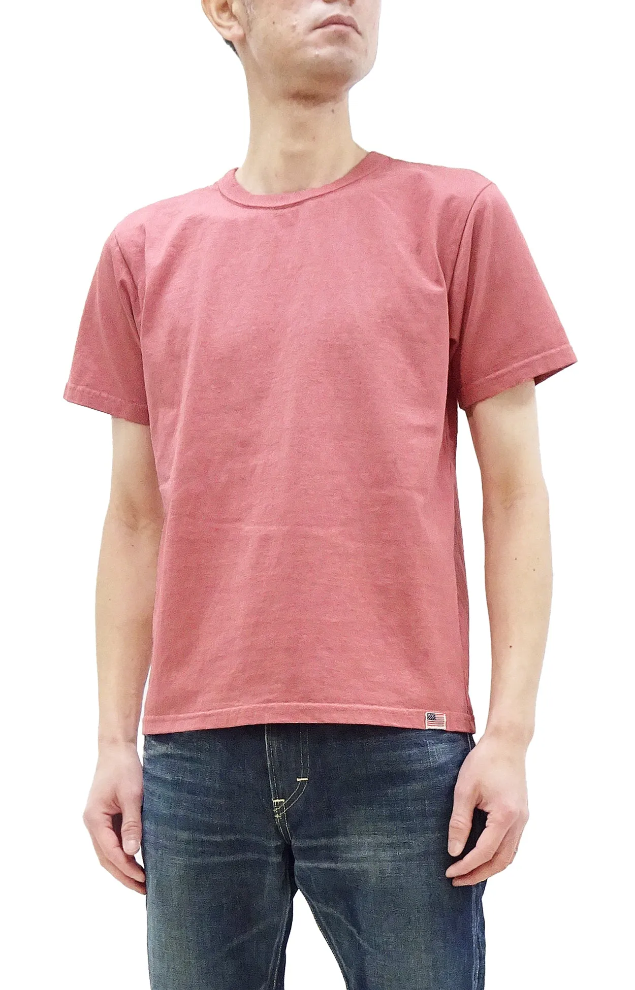 Studio D'artisan T-shirt Men's Natural Dye Plain Short Sleeve Tee SP-098B Earth-Toned Red Hinode