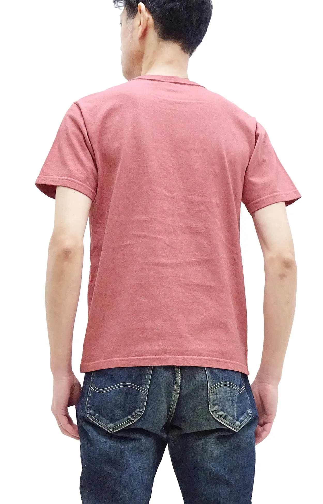 Studio D'artisan T-shirt Men's Natural Dye Plain Short Sleeve Tee SP-098B Earth-Toned Red Hinode