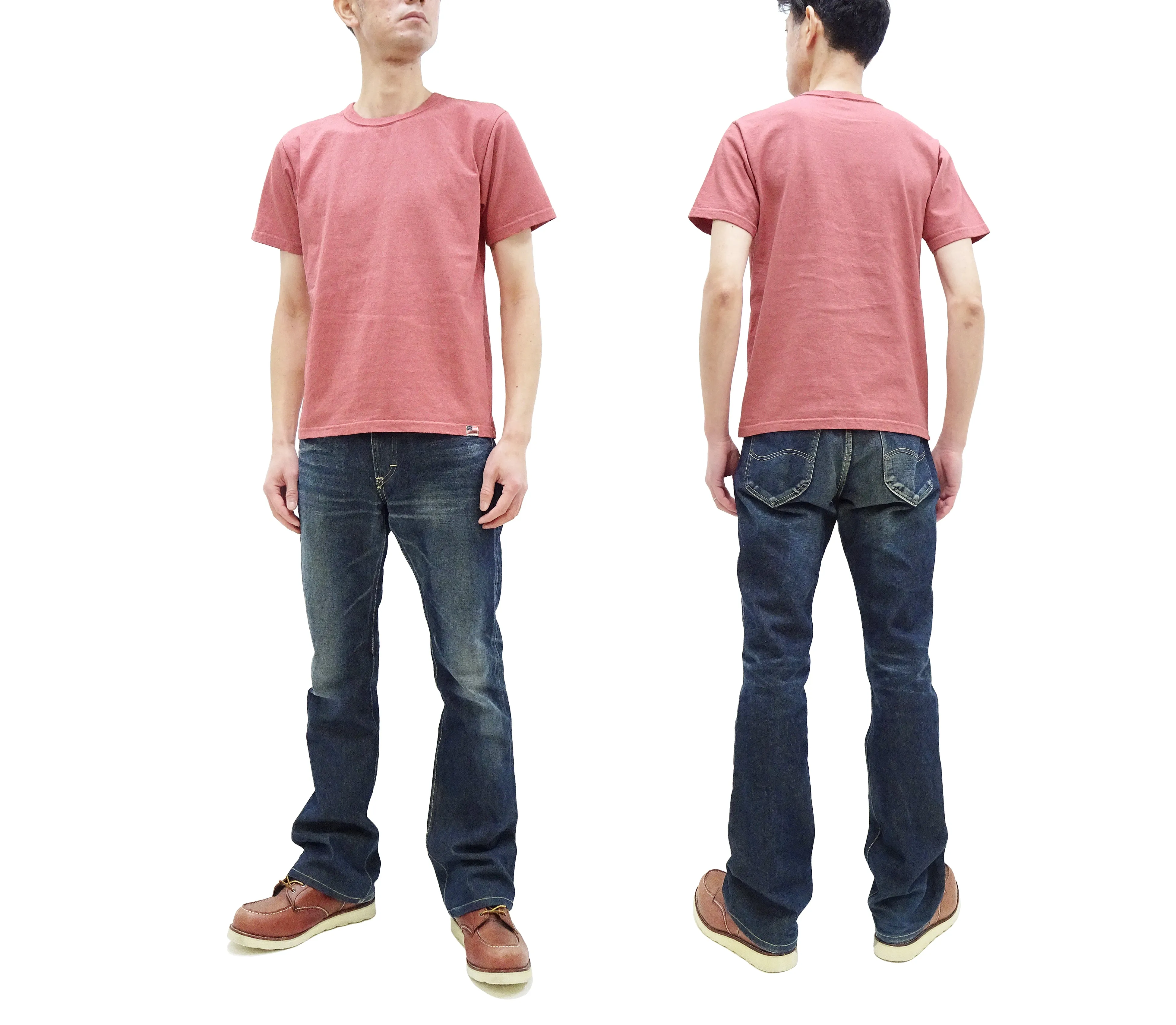 Studio D'artisan T-shirt Men's Natural Dye Plain Short Sleeve Tee SP-098B Earth-Toned Red Hinode