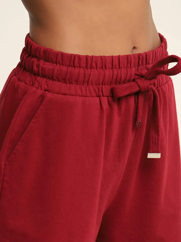 Superstar Red Cotton Mid-Rise Shorts