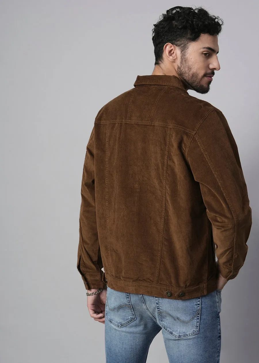 Teddy Lined Corduroy Jacket - Tan