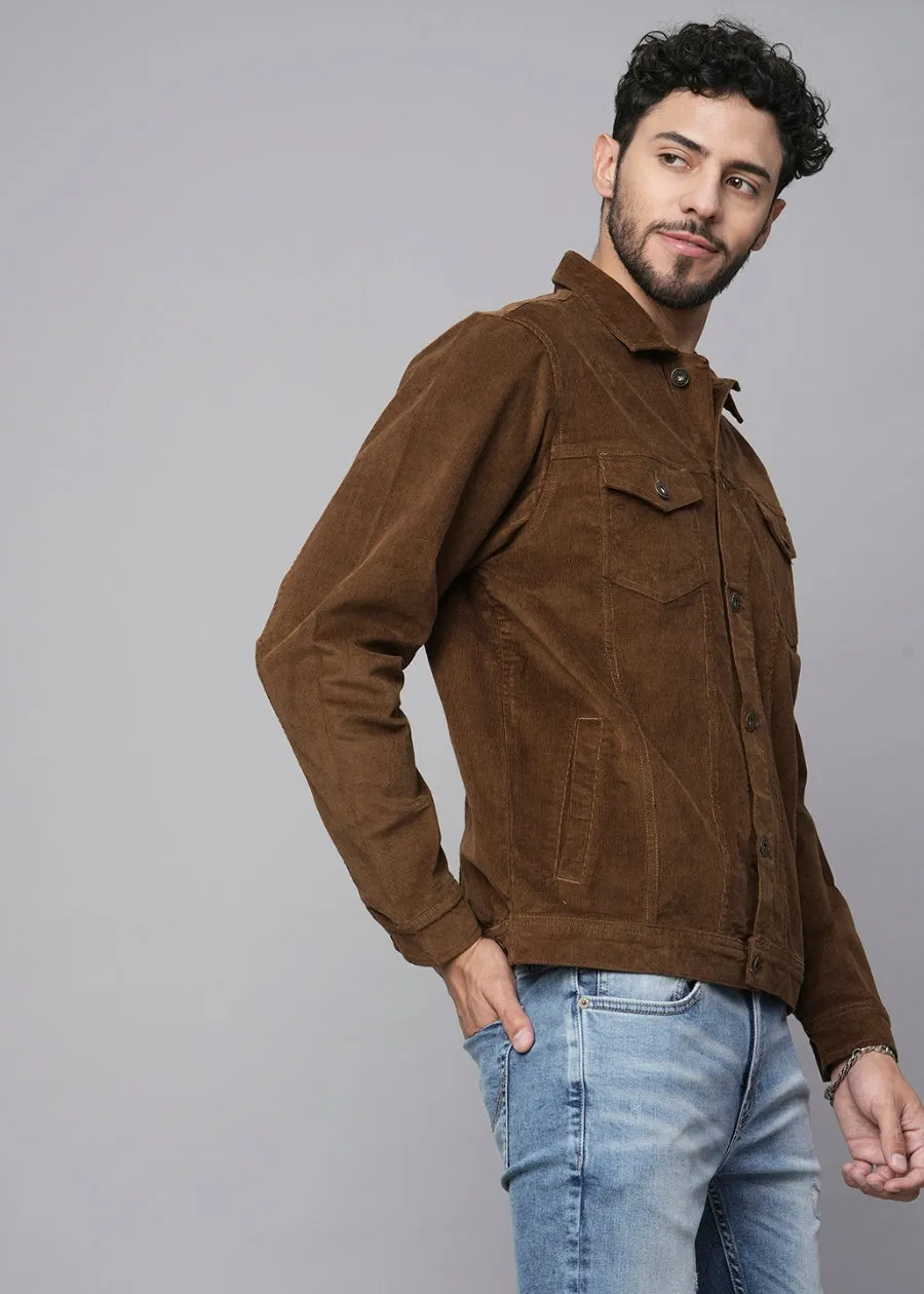 Teddy Lined Corduroy Jacket - Tan