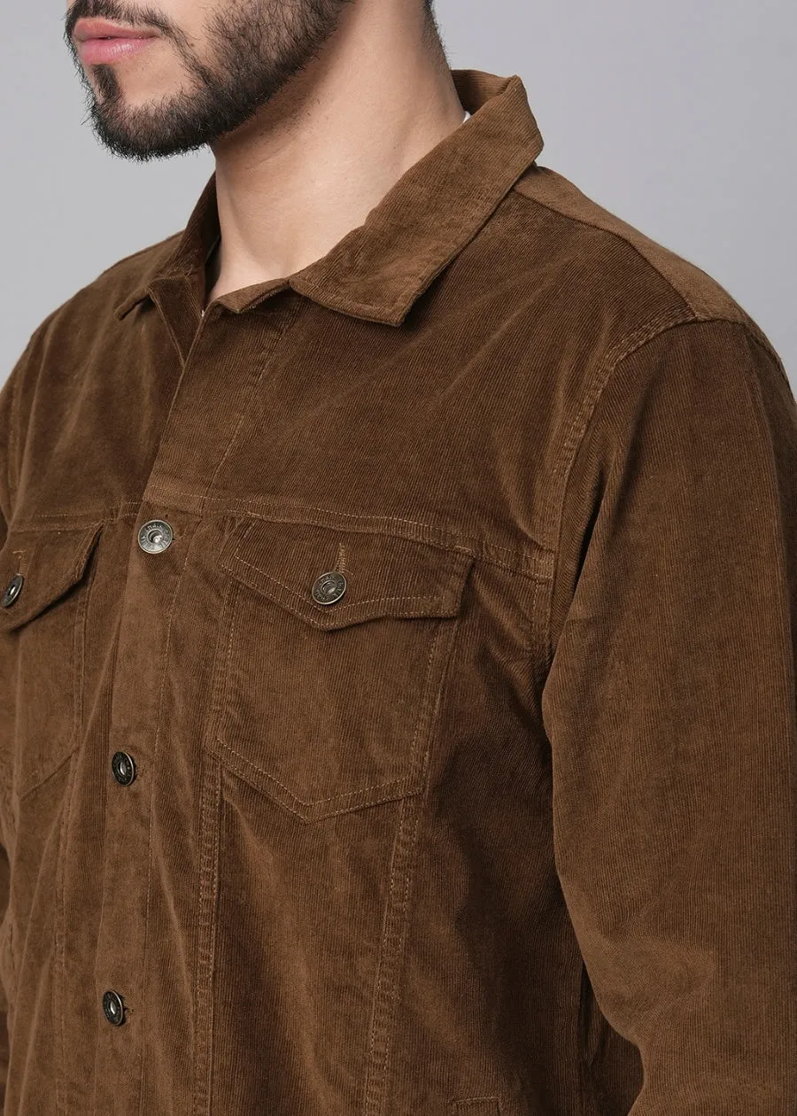 Teddy Lined Corduroy Jacket - Tan