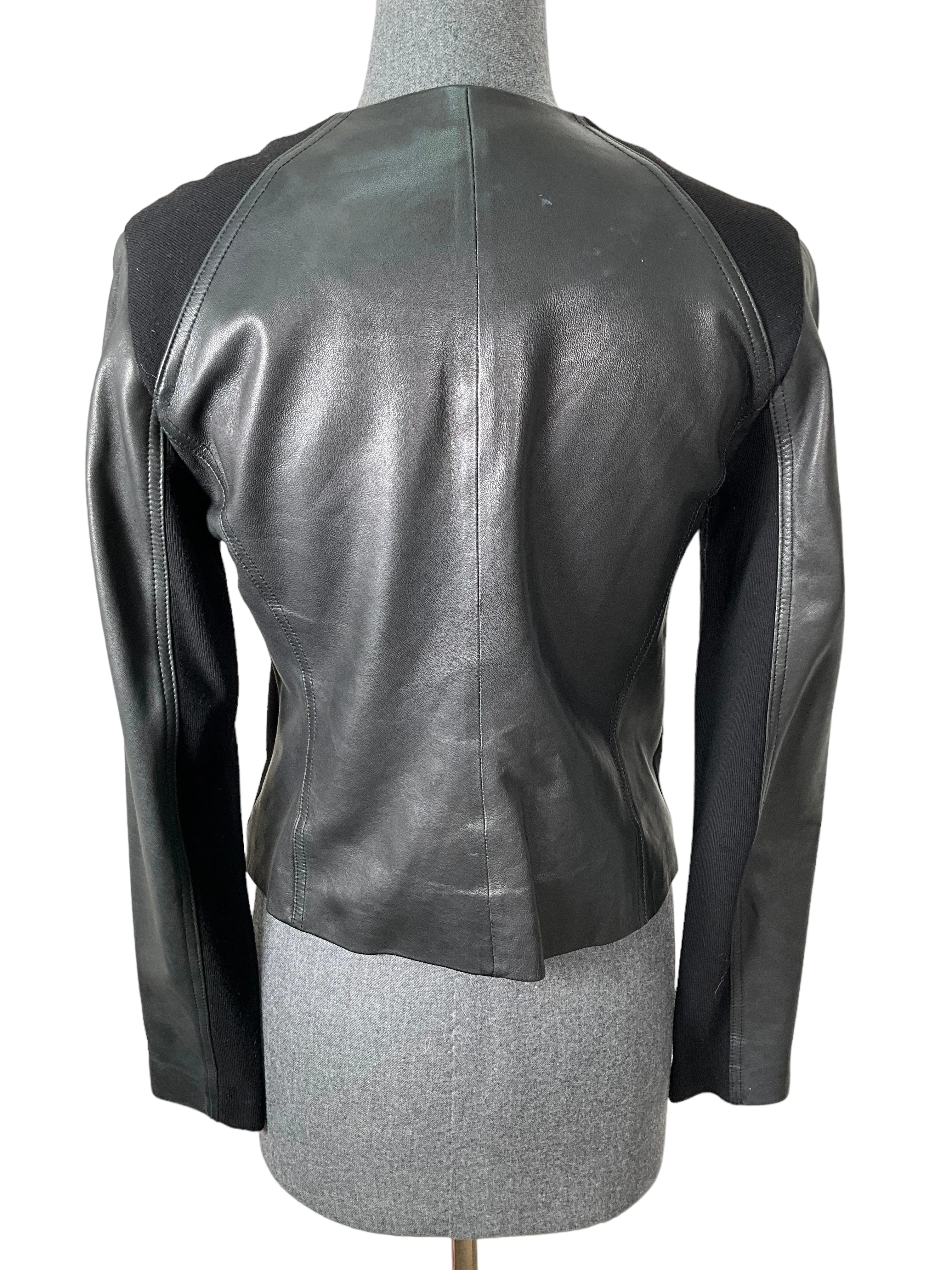 Vince Black Leather and Fabric Jacket Size XS